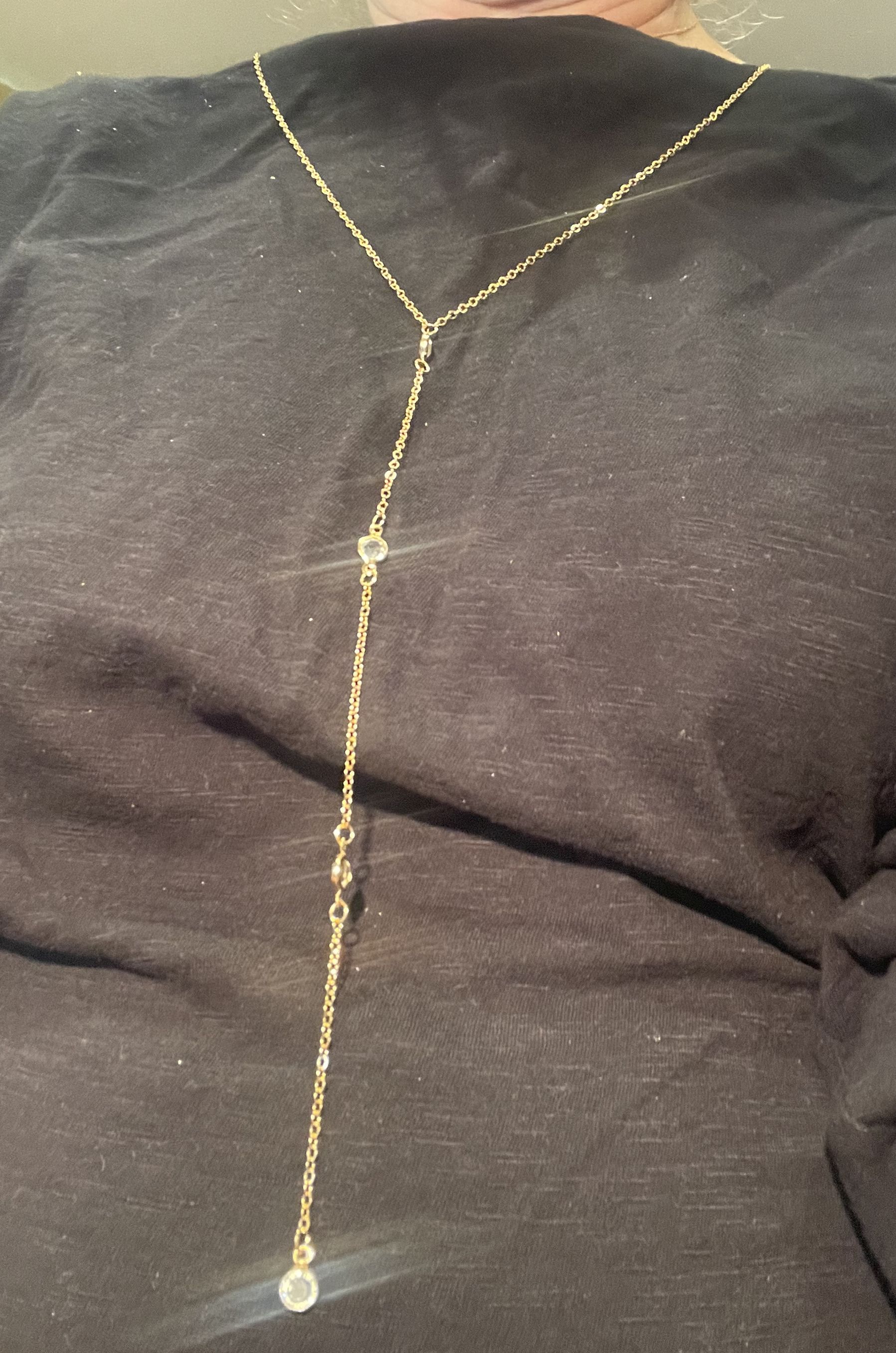 Gold Necklace with 5 crystals